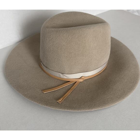 Calypso St Barth Pure Rabbit Fur Felt Fedora Women's Hat Beige Made In USA - Picture 3 of 11
